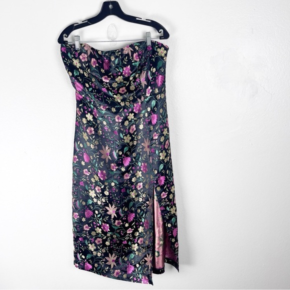 Lulus Dresses & Skirts - LULUS Make A Move Floral Strapless Side Split Jacquard Party Event Dress Large